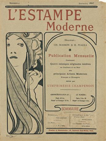 ALPHONSE MUCHA (1860-1939).  [LESTAMPE MODERNE] & [LE MOIS LITTERAIRE ET PITTORESQUE]. Two covers. 1897 & 1912. Sizes vary.
